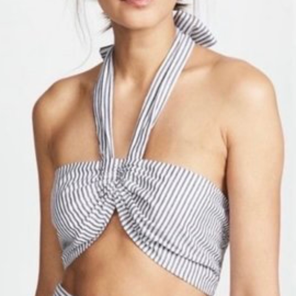 NWOT Mara Hoffman Swim Striped Bella Halter Top, Size XL